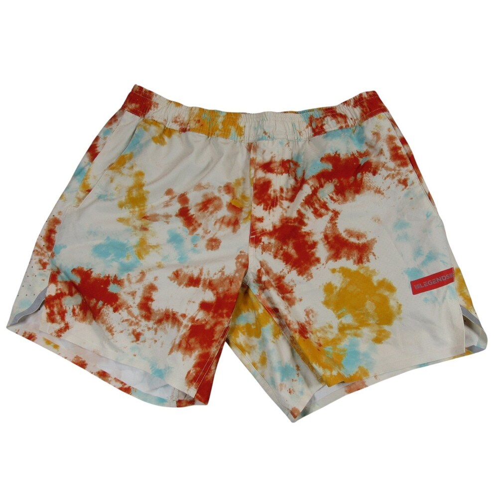 Legends Mens Swim Trunks L x 7 Multicolored‎ Colorblock Stretch Polyester